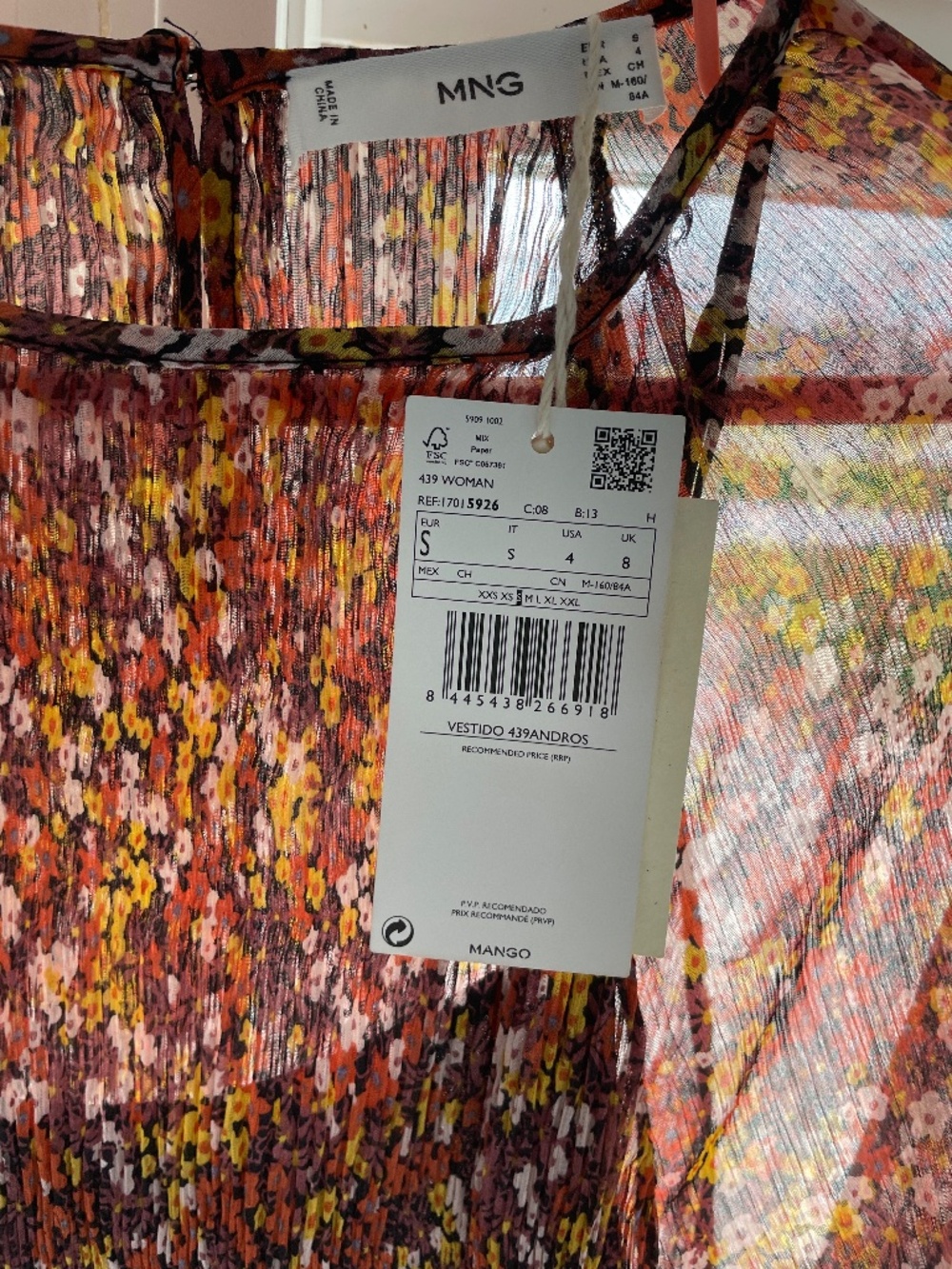 Mango floral dress Size 4, NWT, midi length